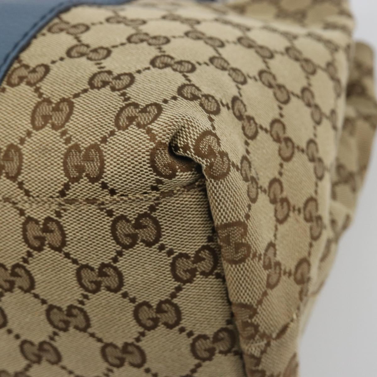 GUCCI GG Canvas Bamboo Tote Bag Blue Beige 232947 Auth ki6706A