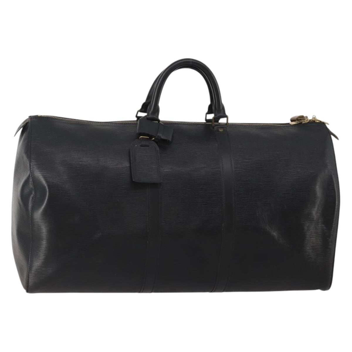 LOUIS VUITTON Epi Keepall 60 Boston Bag Noir M42942 LV Auth ki6707