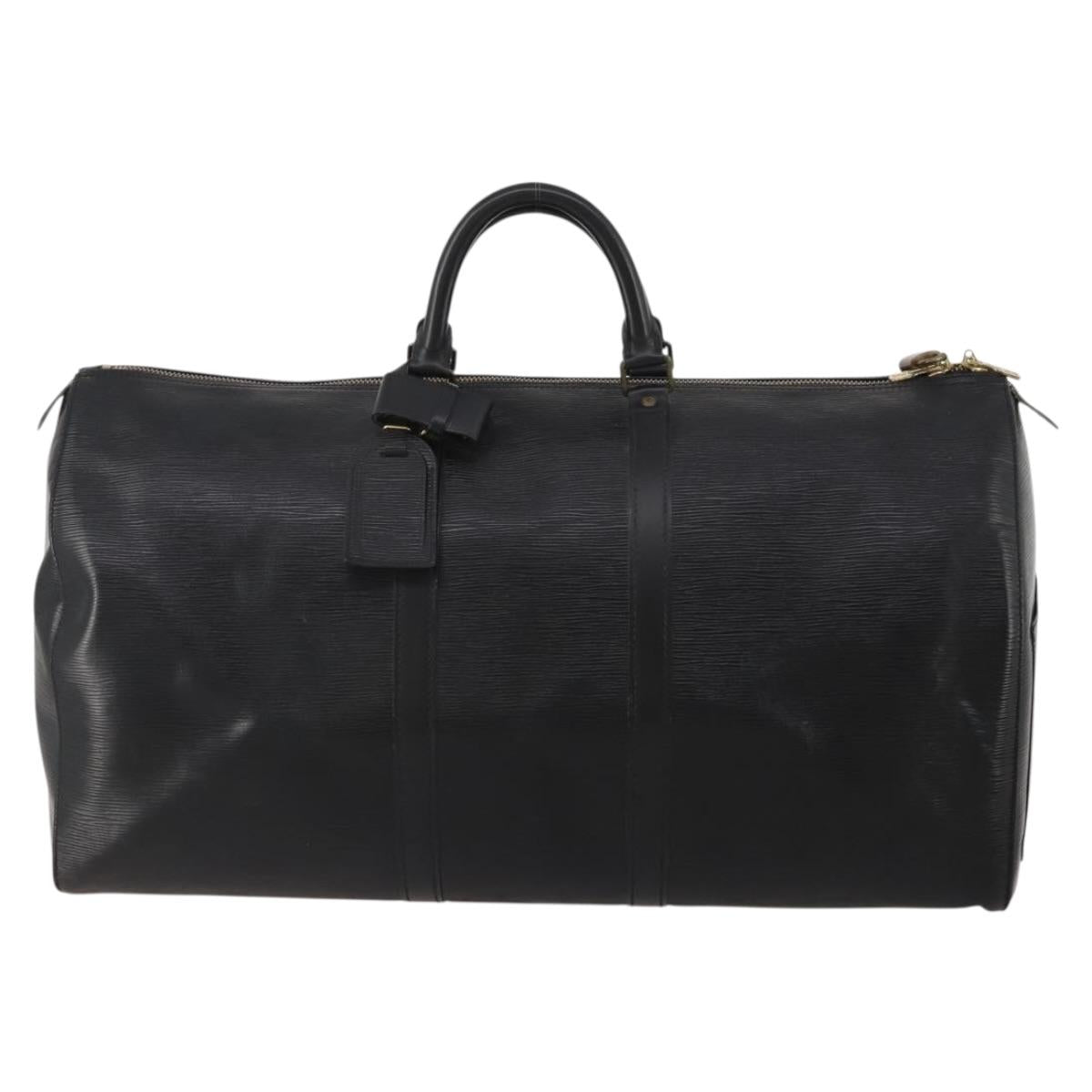 LOUIS VUITTON Epi Keepall 60 Boston Bag Noir M42942 LV Auth ki6707