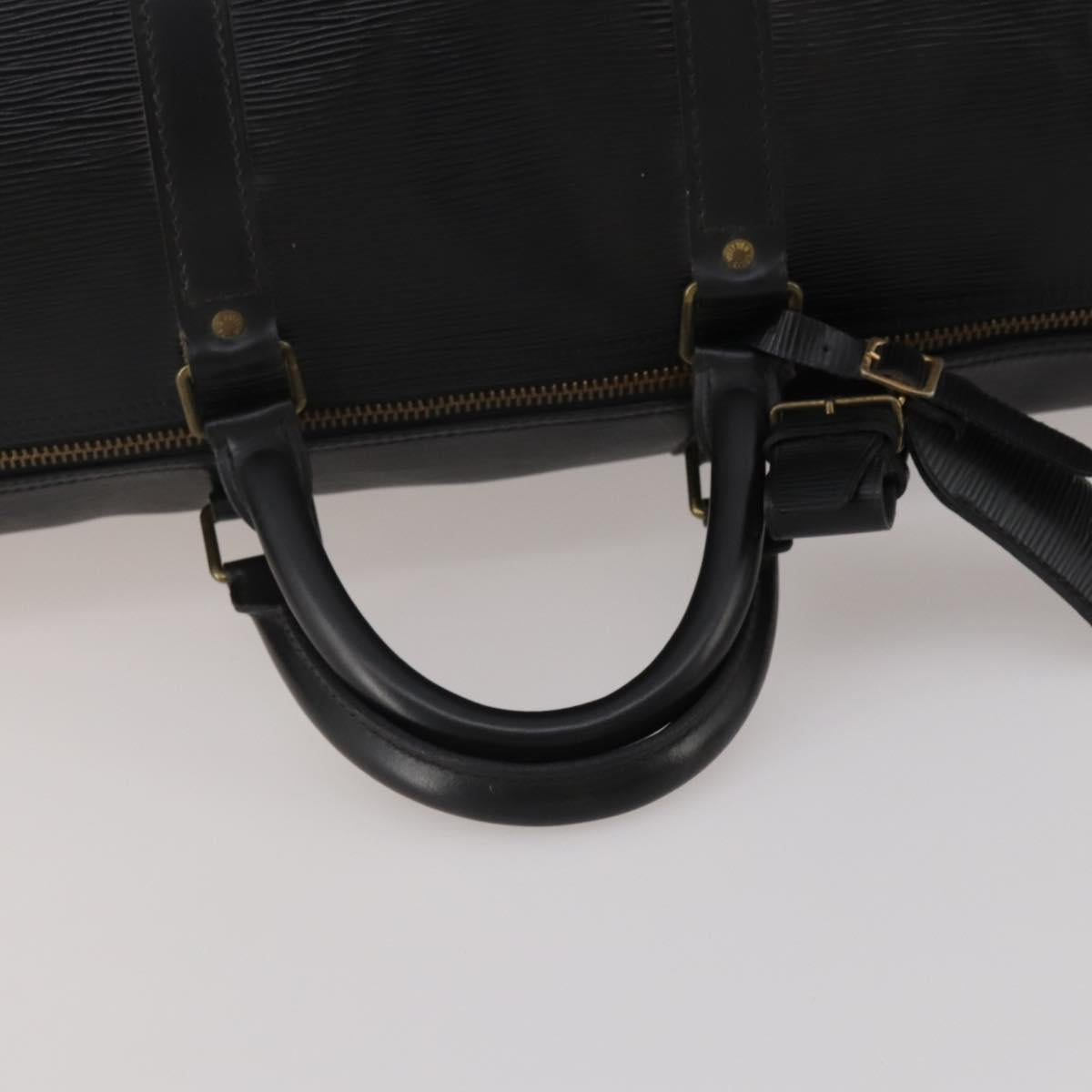 LOUIS VUITTON Epi Keepall 60 Boston Bag Noir M42942 LV Auth ki6707