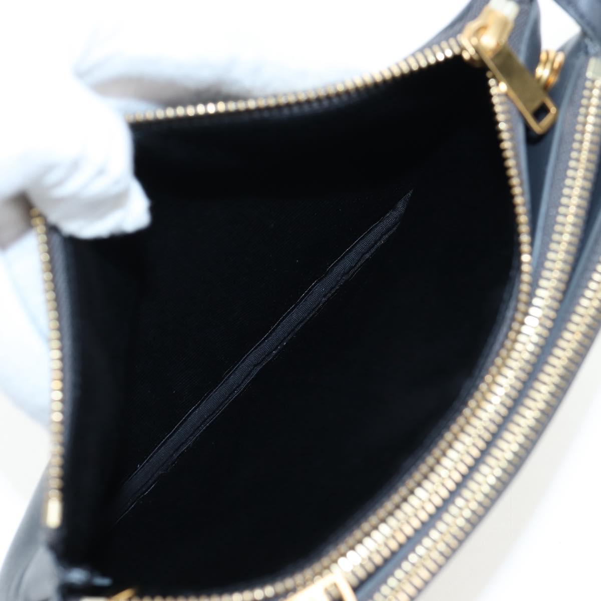 CELINE Trio Small Shoulder Bag Leather Gray Gold Tone Auth ki6708V