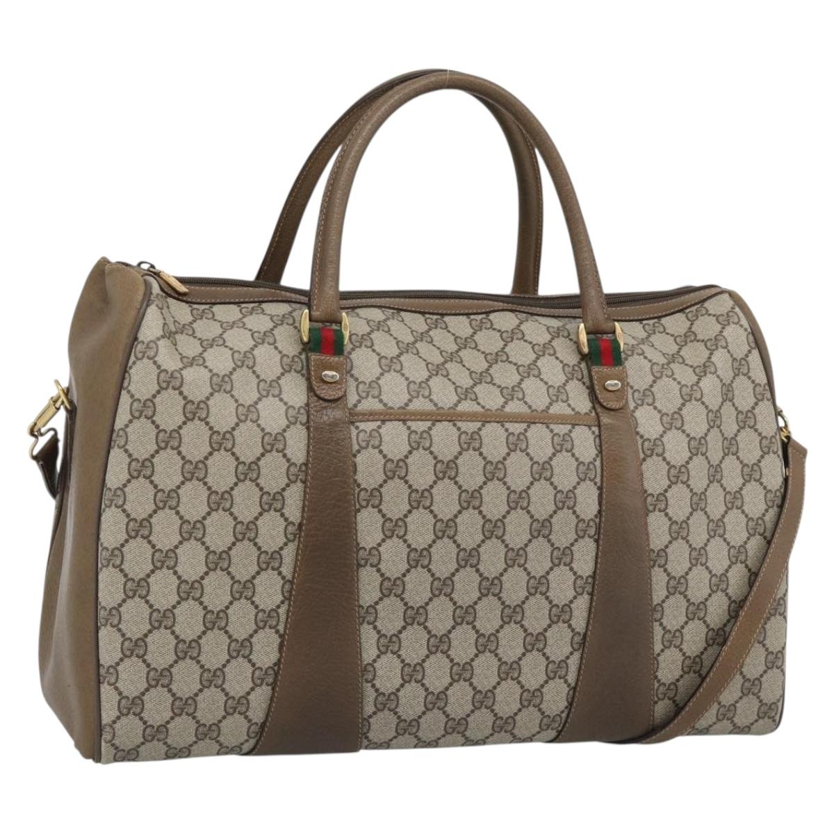 GUCCI GG Supreme Boston Bag PVC Leather 2way Beige Gold 111.02.073 Auth ki6710A