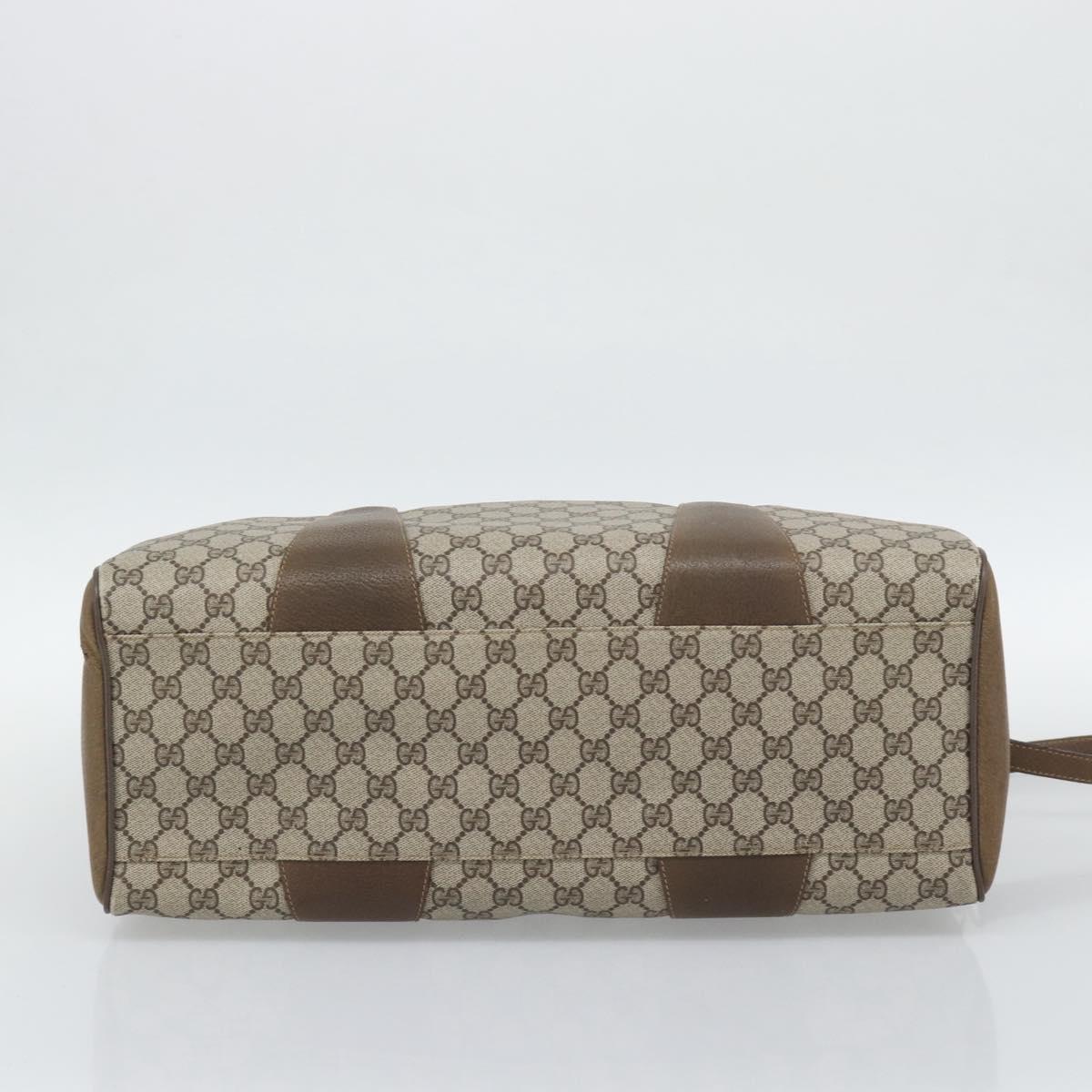 GUCCI GG Supreme Boston Bag PVC Leather 2way Beige Gold 111.02.073 Auth ki6710A
