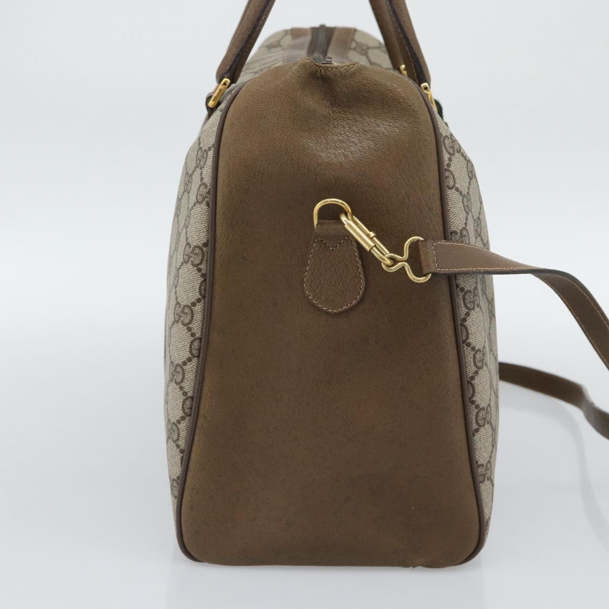 GUCCI GG Supreme Boston Bag PVC Leather 2way Beige Gold 111.02.073 Auth ki6710A