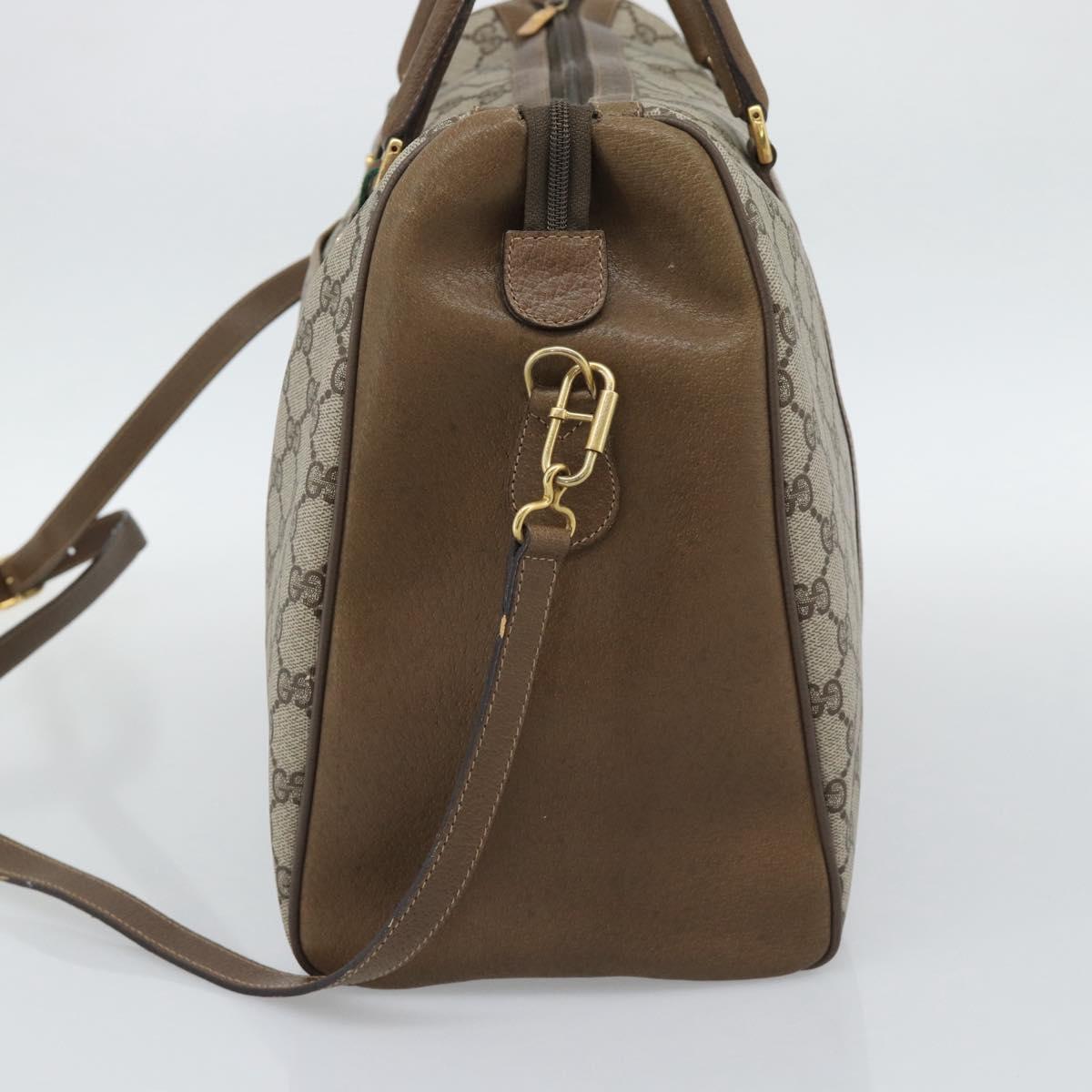 GUCCI GG Supreme Boston Bag PVC Leather 2way Beige Gold 111.02.073 Auth ki6710A