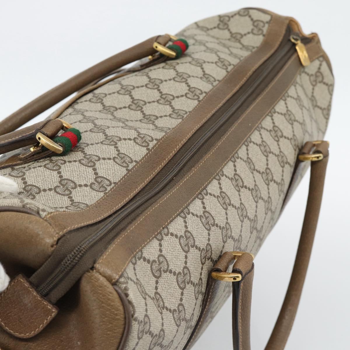GUCCI GG Supreme Boston Bag PVC Leather 2way Beige Gold 111.02.073 Auth ki6710A