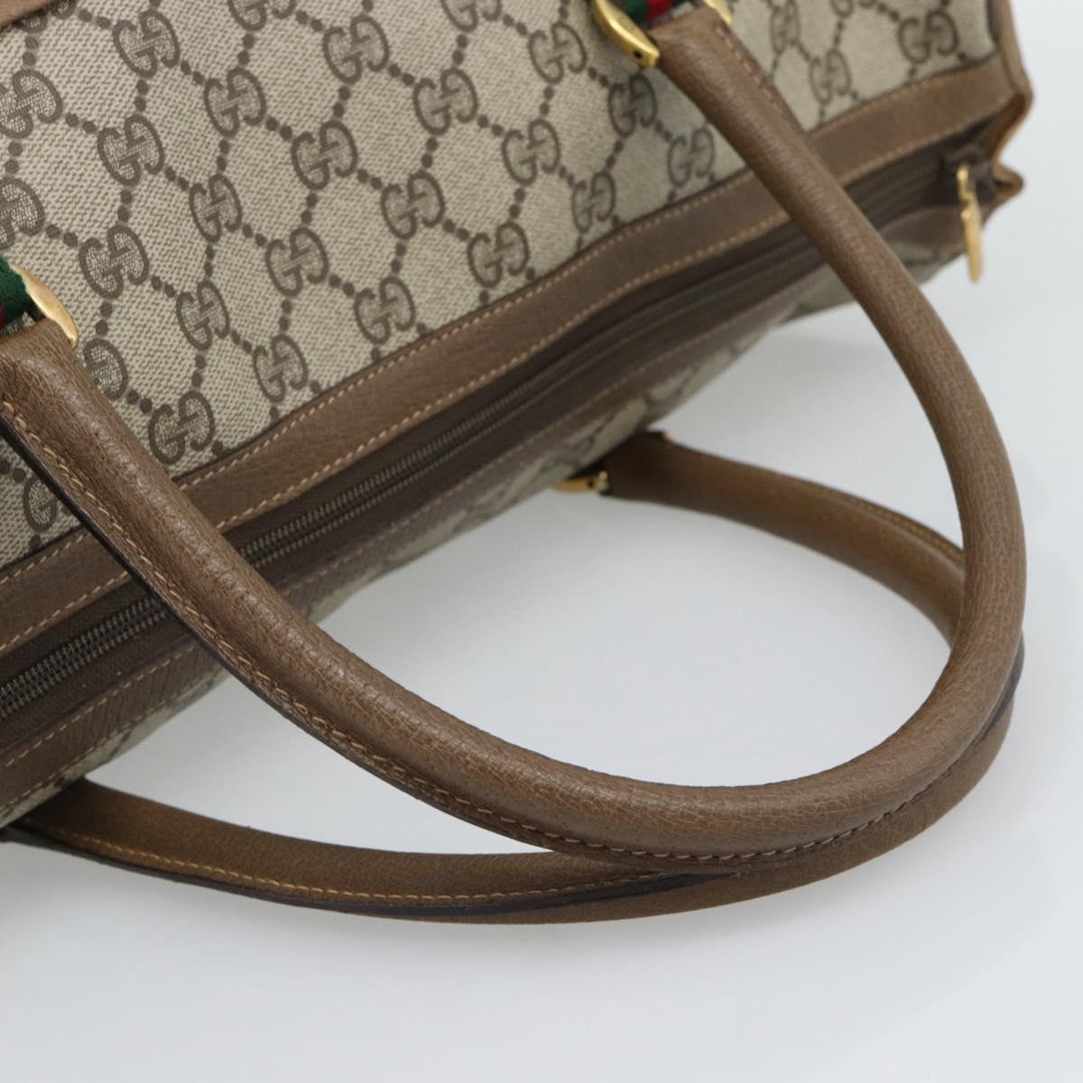 GUCCI GG Supreme Boston Bag PVC Leather 2way Beige Gold 111.02.073 Auth ki6710A