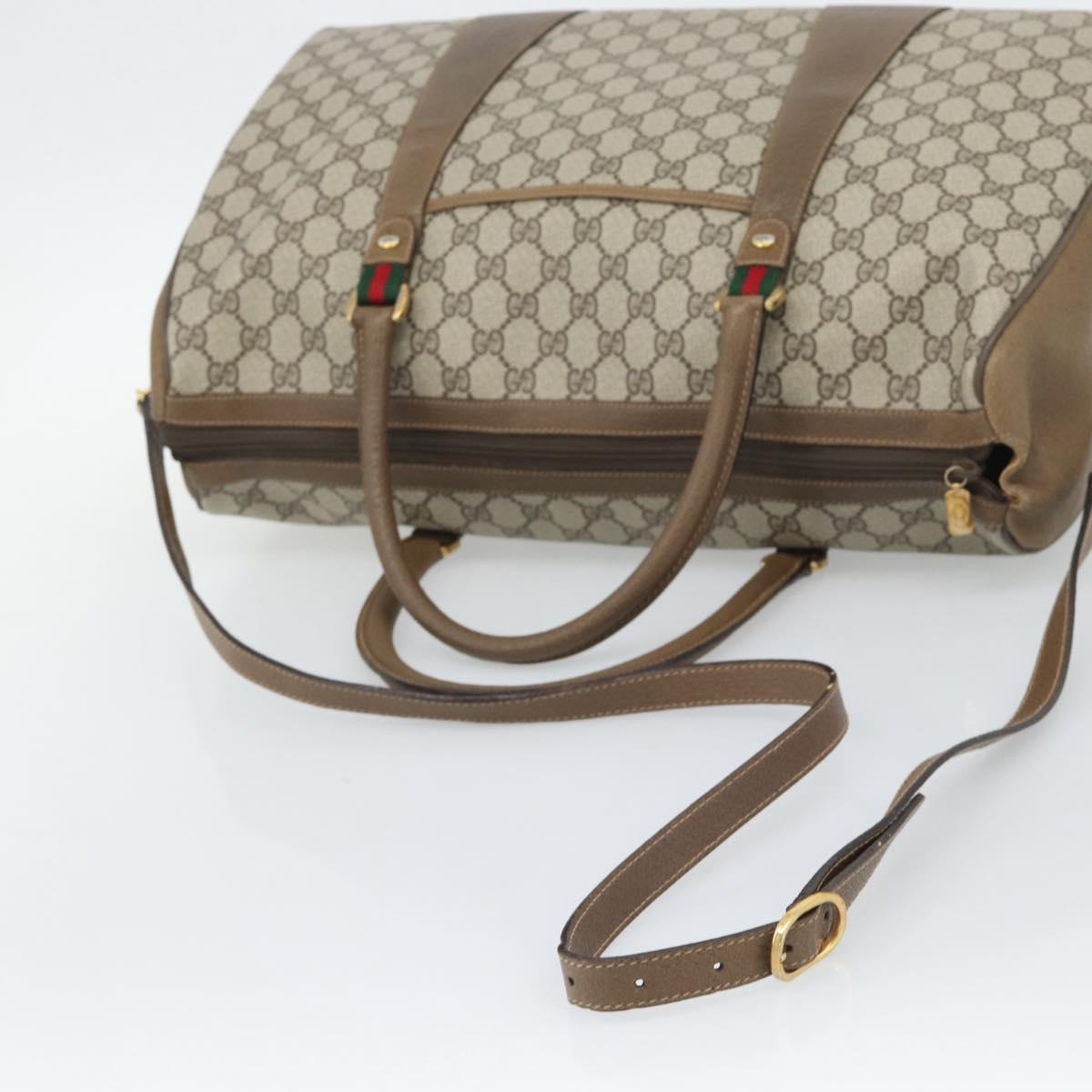 GUCCI GG Supreme Boston Bag PVC Leather 2way Beige Gold 111.02.073 Auth ki6710A