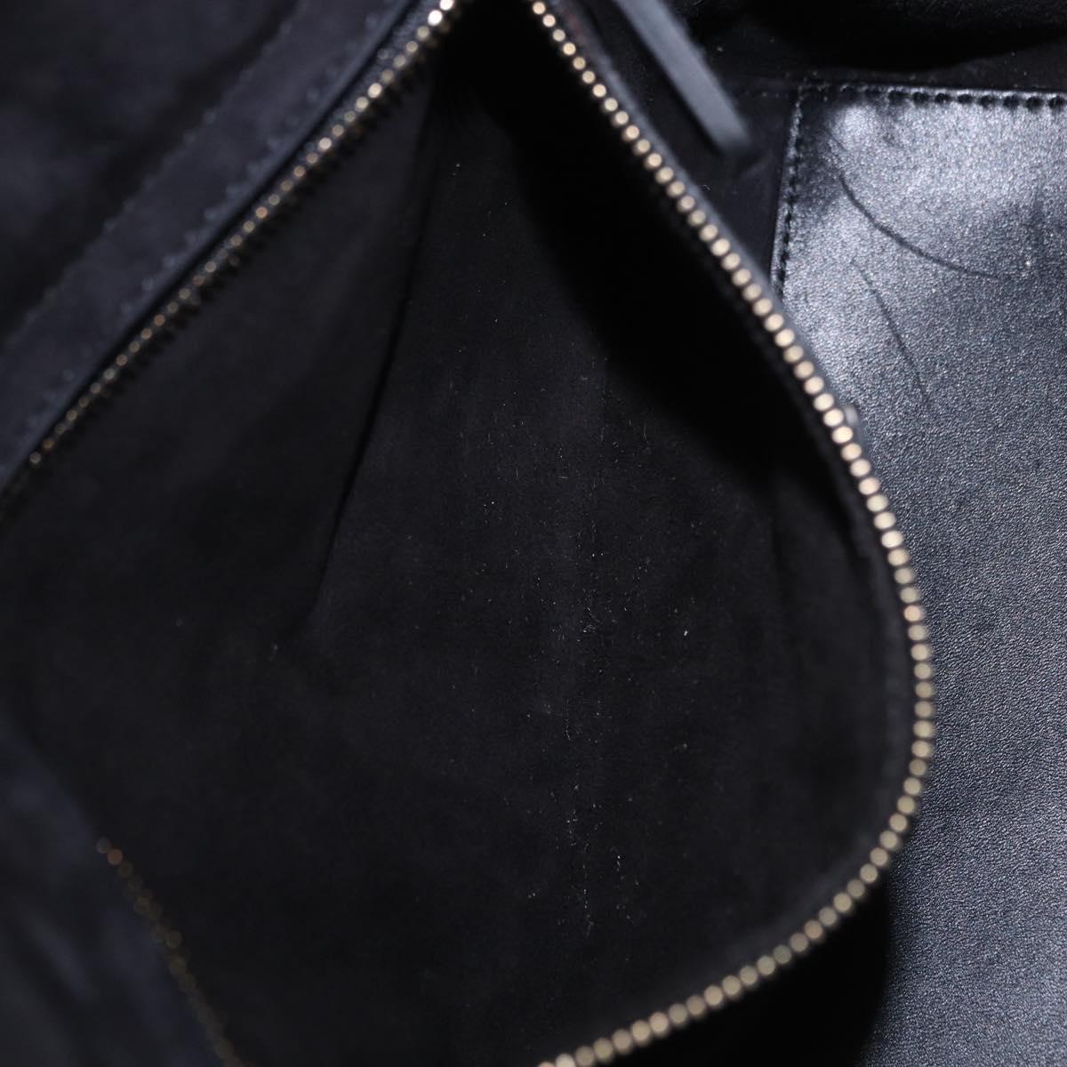 Christian Dior Lady Dior Studs Hand Bag Leather 2way Black Gold Auth ki6712M