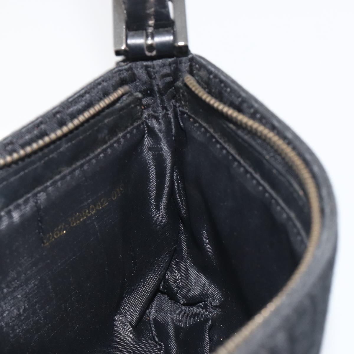 FENDI Zucchino Canvas Shoulder Bag Black Silver 8BR042 Auth ki6713A