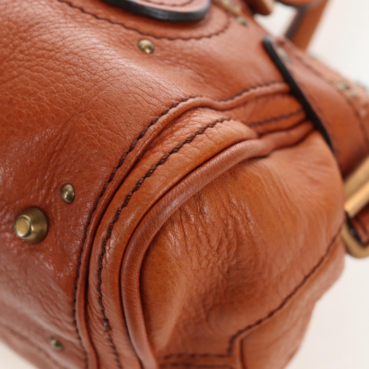 Chloe Paddington Hand Bag Leather Brown Gold Tone Auth ki6714M