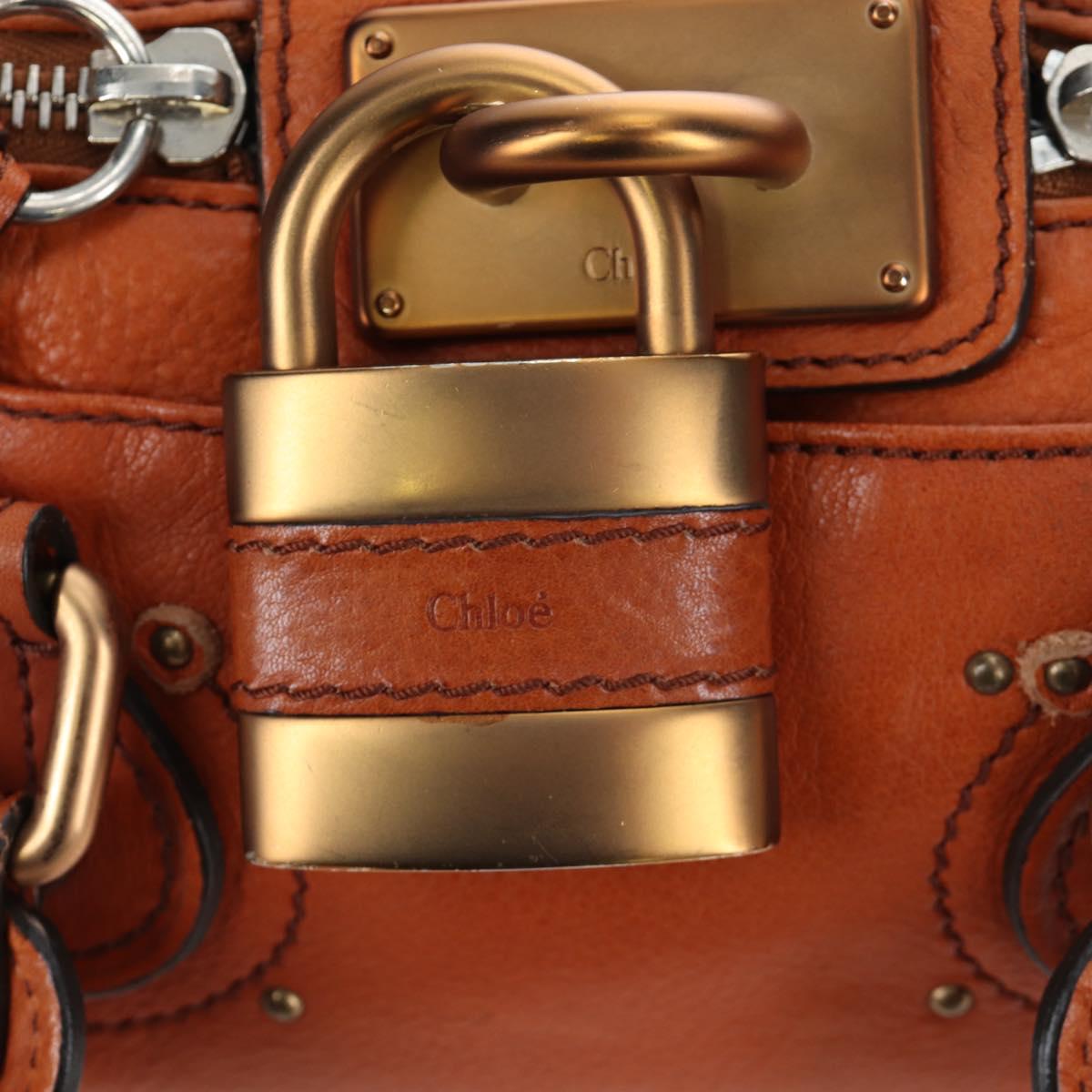 Chloe Paddington Hand Bag Leather Brown Gold Tone Auth ki6714M
