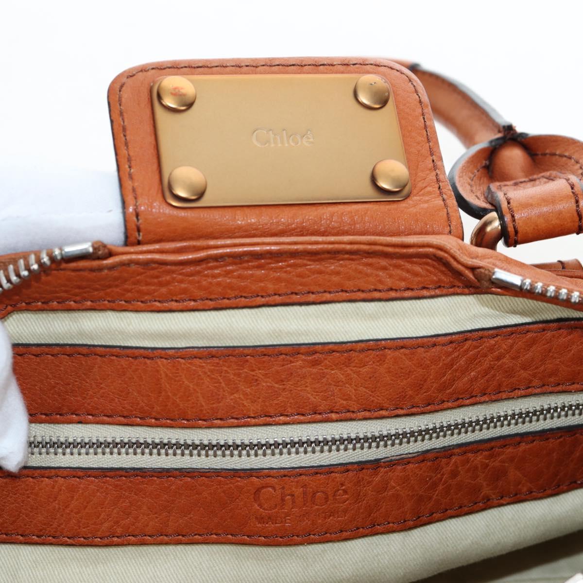 Chloe Paddington Hand Bag Leather Brown Gold Tone Auth ki6714M