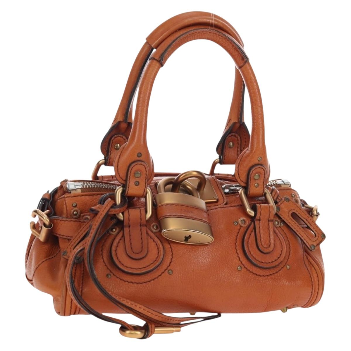 Chloe Paddington Hand Bag Leather Brown Gold Tone Auth ki6714M