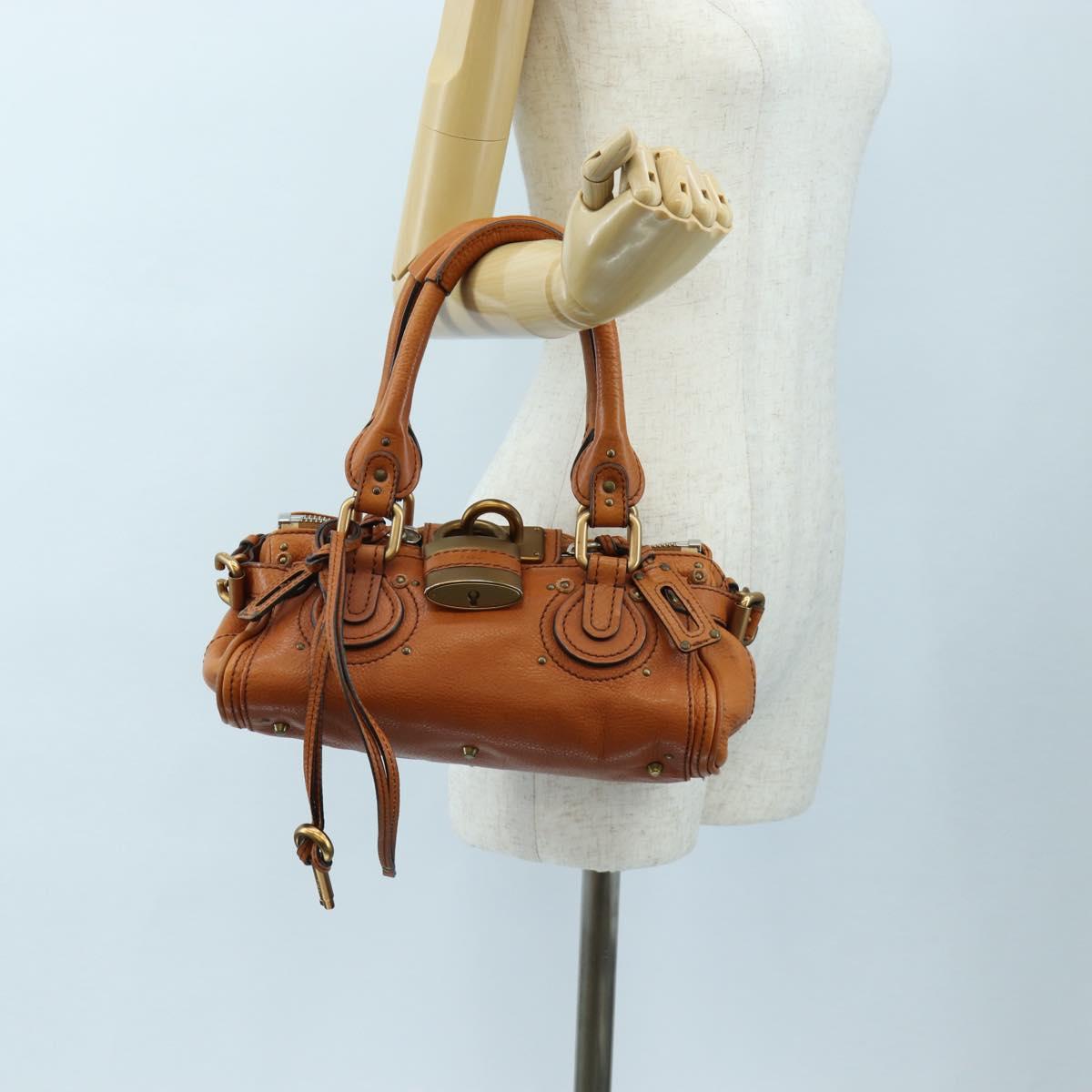 Chloe Paddington Hand Bag Leather Brown Gold Tone Auth ki6714M