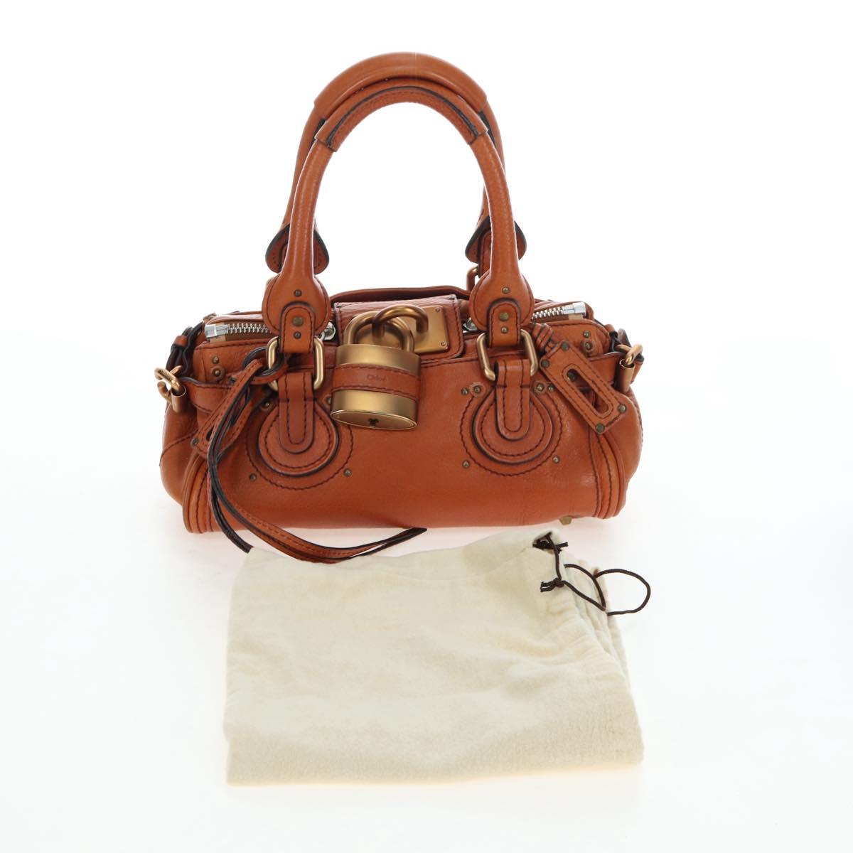 Chloe Paddington Hand Bag Leather Brown Gold Tone Auth ki6714M