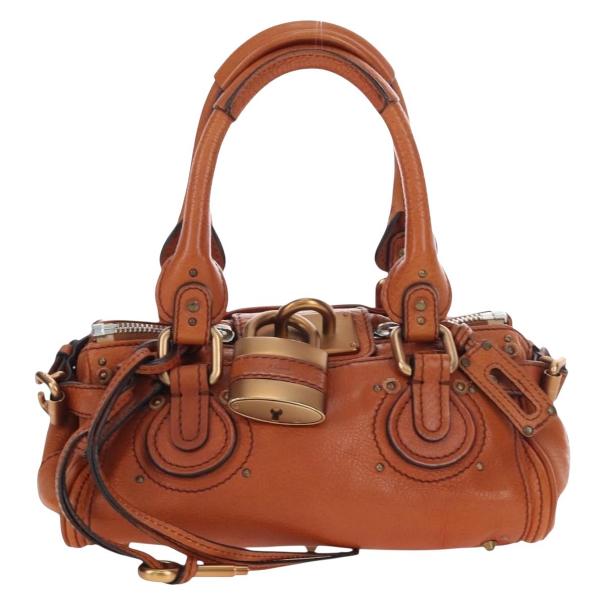 Chloe Paddington Hand Bag Leather Brown Gold Tone Auth ki6714M