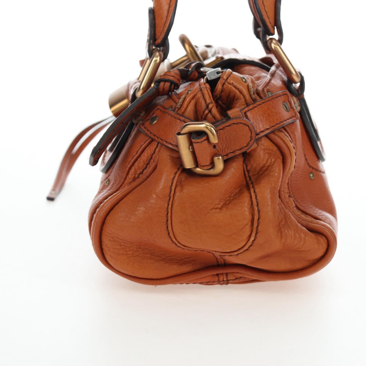 Chloe Paddington Hand Bag Leather Brown Gold Tone Auth ki6714M