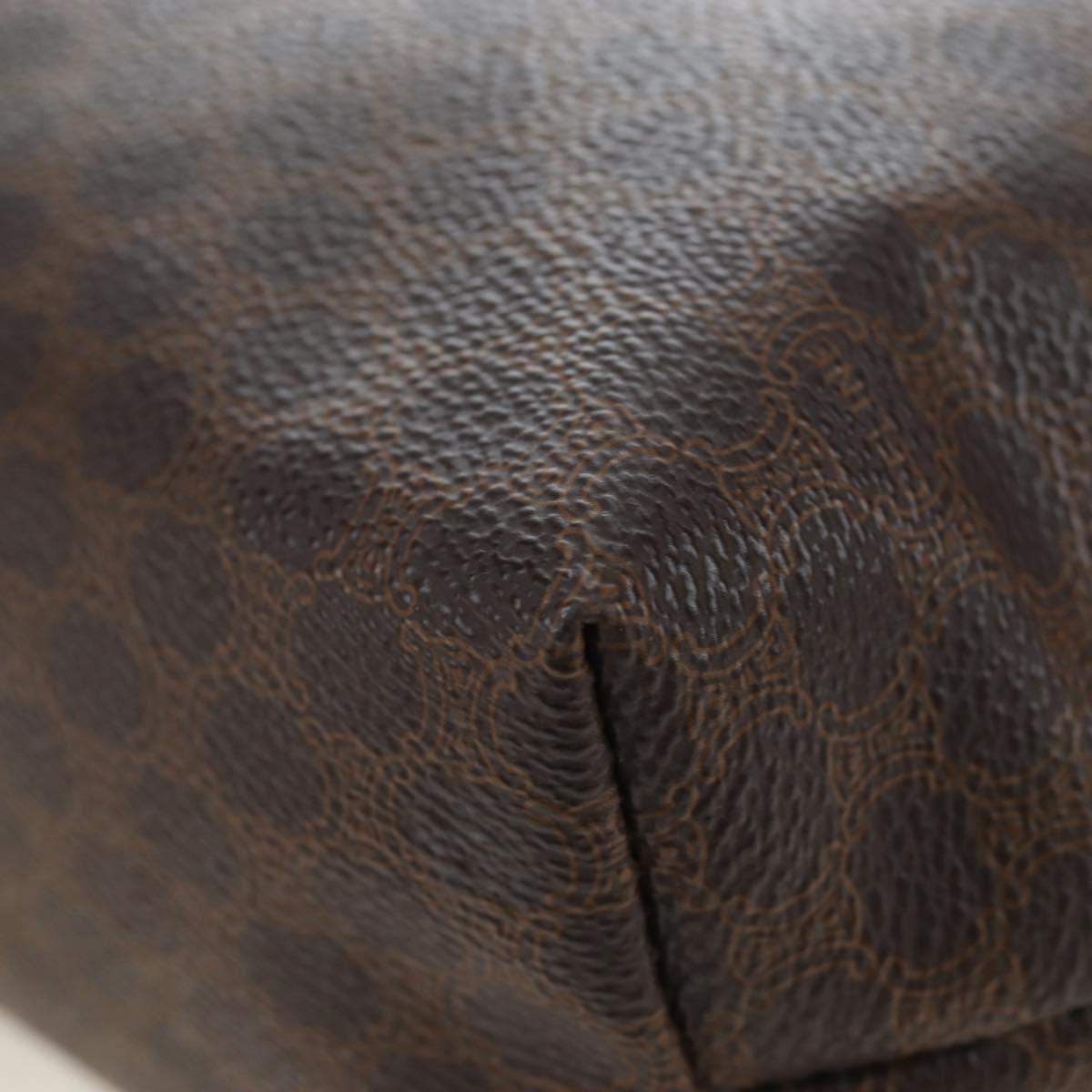 CELINE Macadam Pouch PVC Leather Brown Gold Tone Auth ki6717V