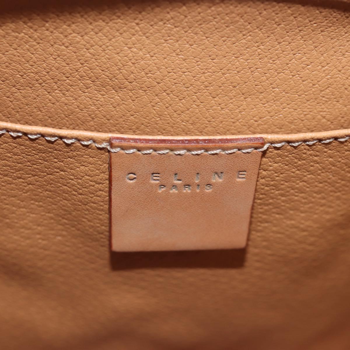 CELINE Macadam Pouch PVC Leather Brown Gold Tone Auth ki6717V