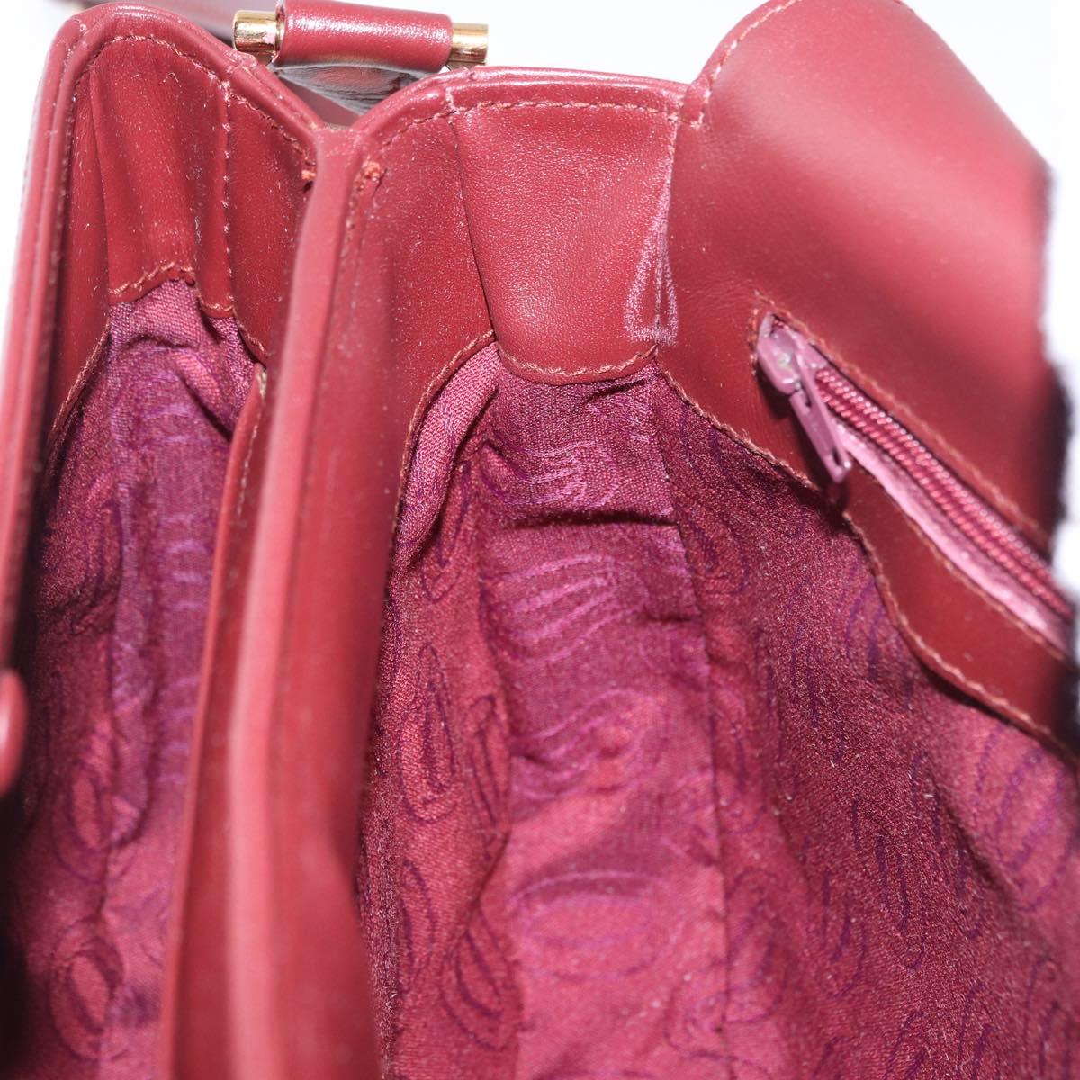CARTIER Must Line Shoulder Bag Leather Bordeaux Gold Tone Auth ki6718A