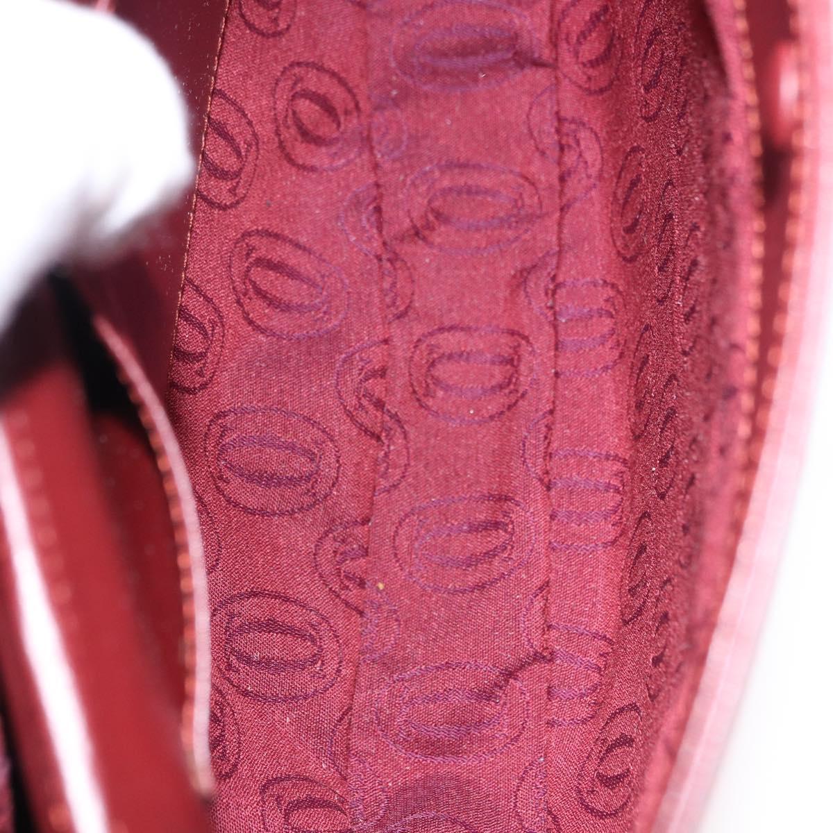CARTIER Must Line Shoulder Bag Leather Bordeaux Gold Tone Auth ki6718A