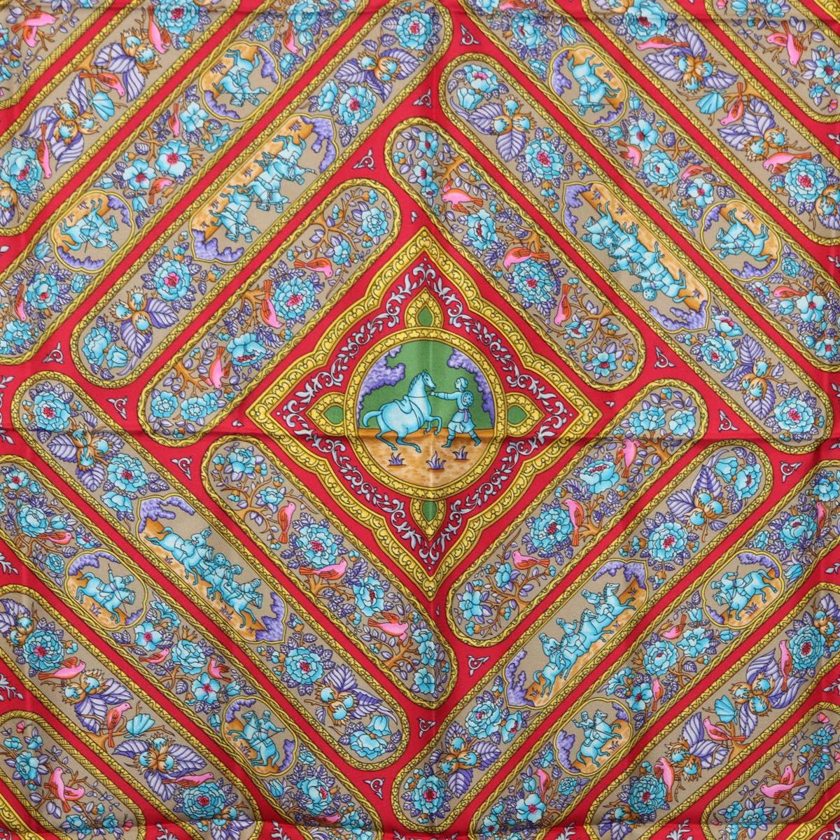 HERMES Carre 90 Scarf Silk Blue Red Auth ki6719