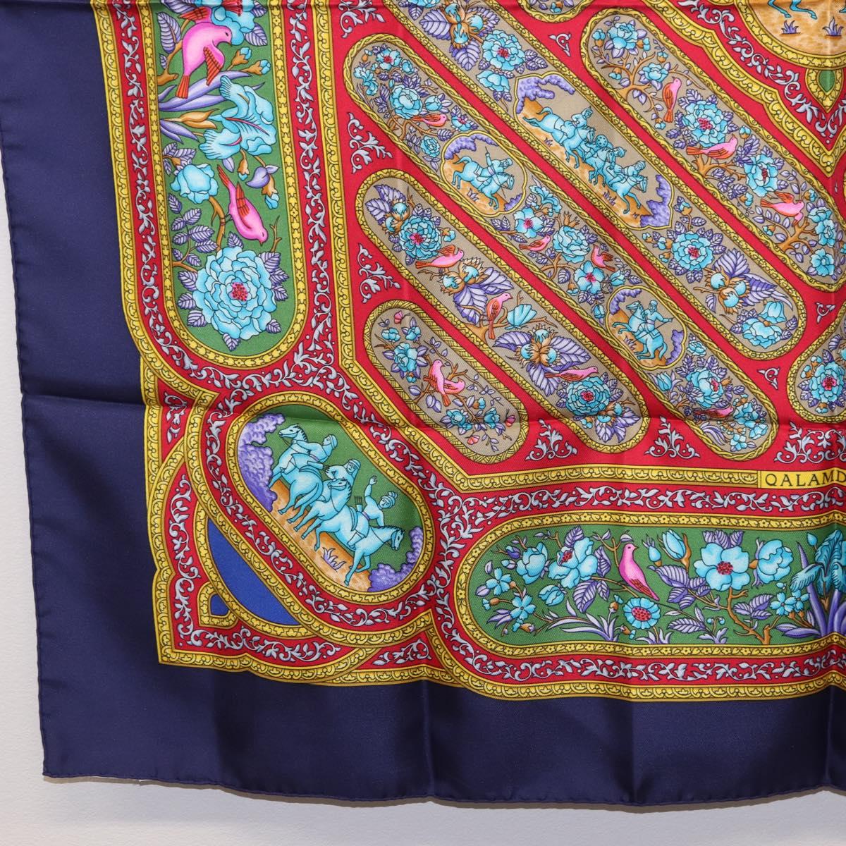 HERMES Carre 90 Scarf Silk Blue Red Auth ki6719