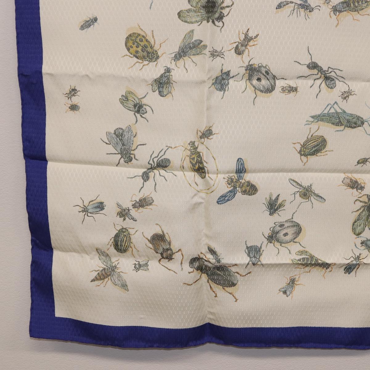 HERMES Carre 90 Scarf Silk Blue White Auth ki6720M