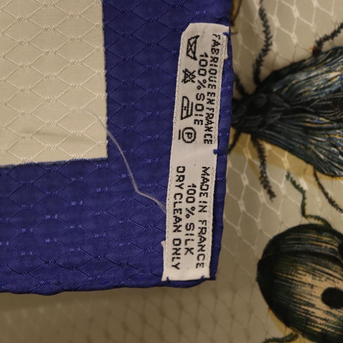 HERMES Carre 90 Scarf Silk Blue White Auth ki6720M