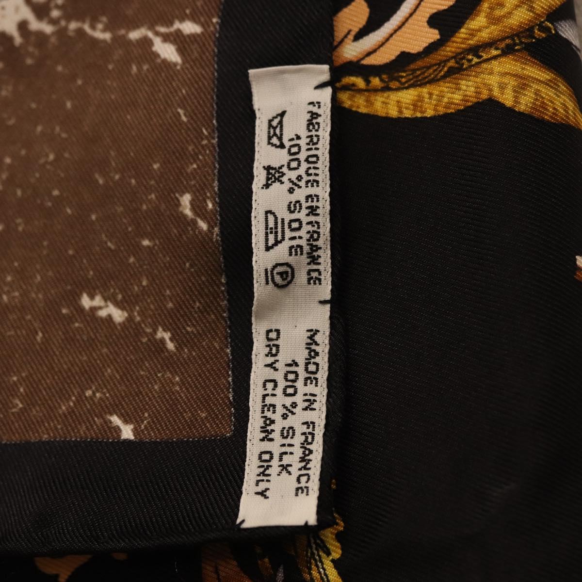 HERMES Carre 90 Scarf Silk ""PiERRES d' ORiENT et d' OCCiDENT Black Auth ki6722