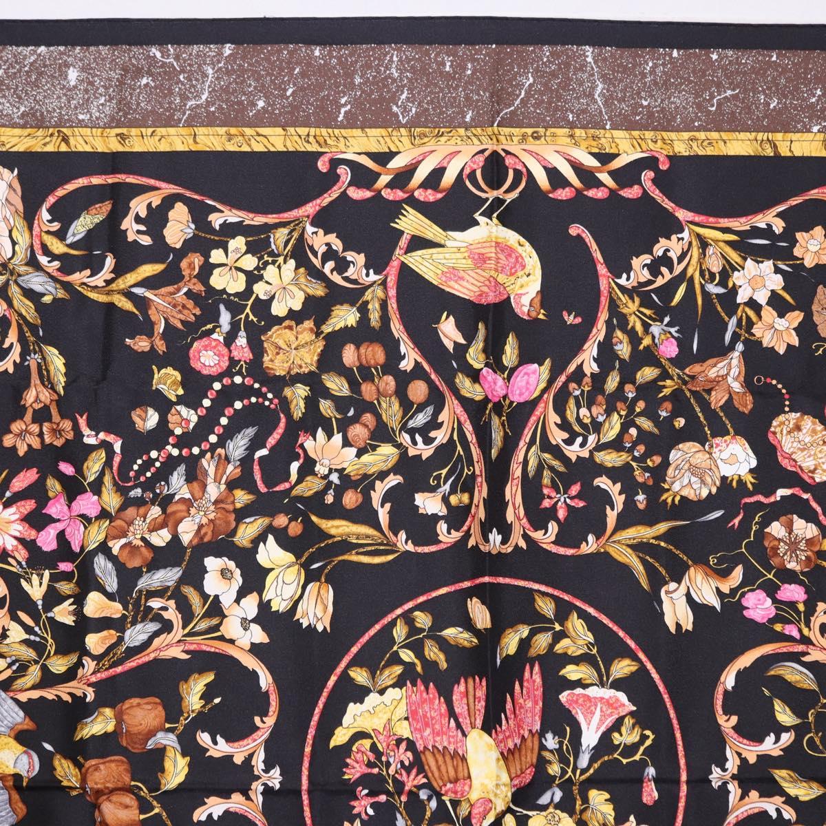 HERMES Carre 90 Scarf Silk ""PiERRES d' ORiENT et d' OCCiDENT Black Auth ki6722