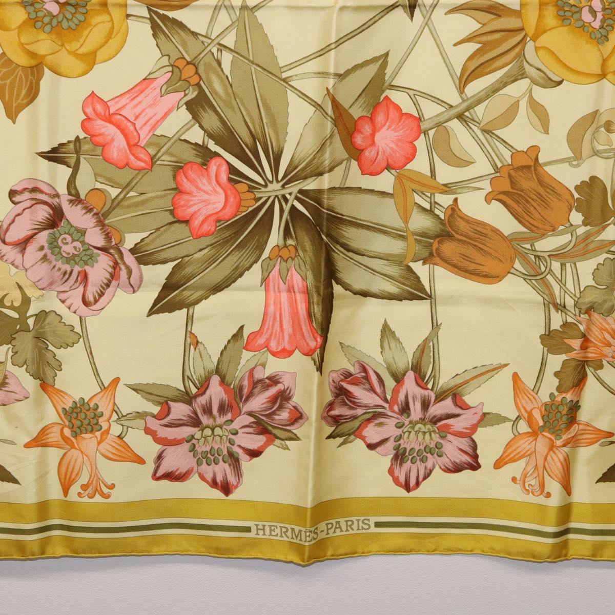 HERMES Carre 90 Scarf Silk Yellow Auth ki6725