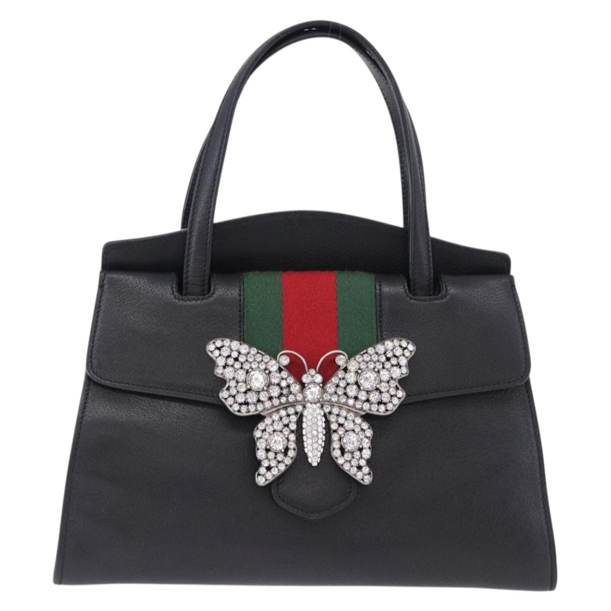 GUCCI Bijou Butterfly Hand Bag Leather 2way 505342 Auth ki6730V
