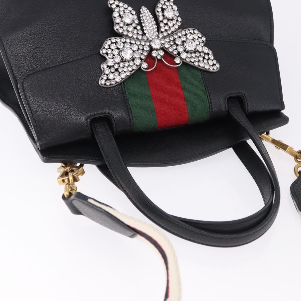 GUCCI Bijou Butterfly Hand Bag Leather 2way 505342 Auth ki6730V