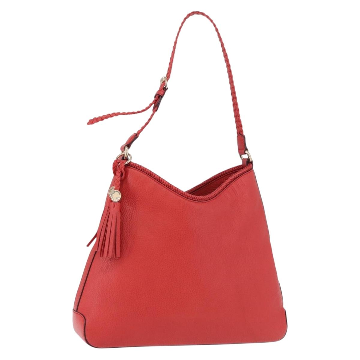GUCCI Hobo Shoulder Bag Leather Orange Gold Tone 336659 Auth ki6731V