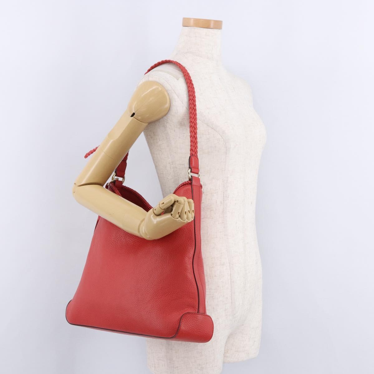 GUCCI Hobo Shoulder Bag Leather Orange Gold Tone 336659 Auth ki6731V