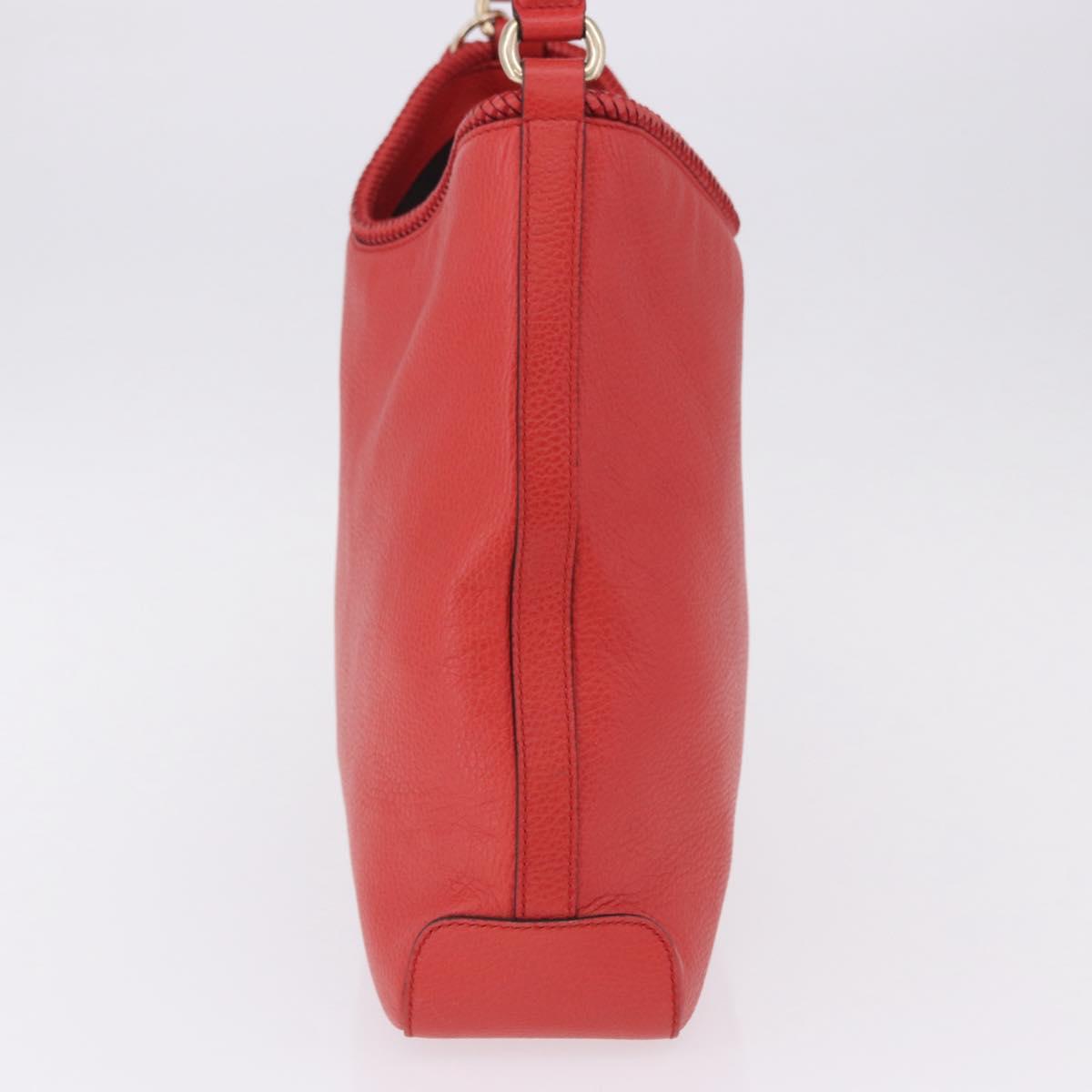GUCCI Hobo Shoulder Bag Leather Orange Gold Tone 336659 Auth ki6731V