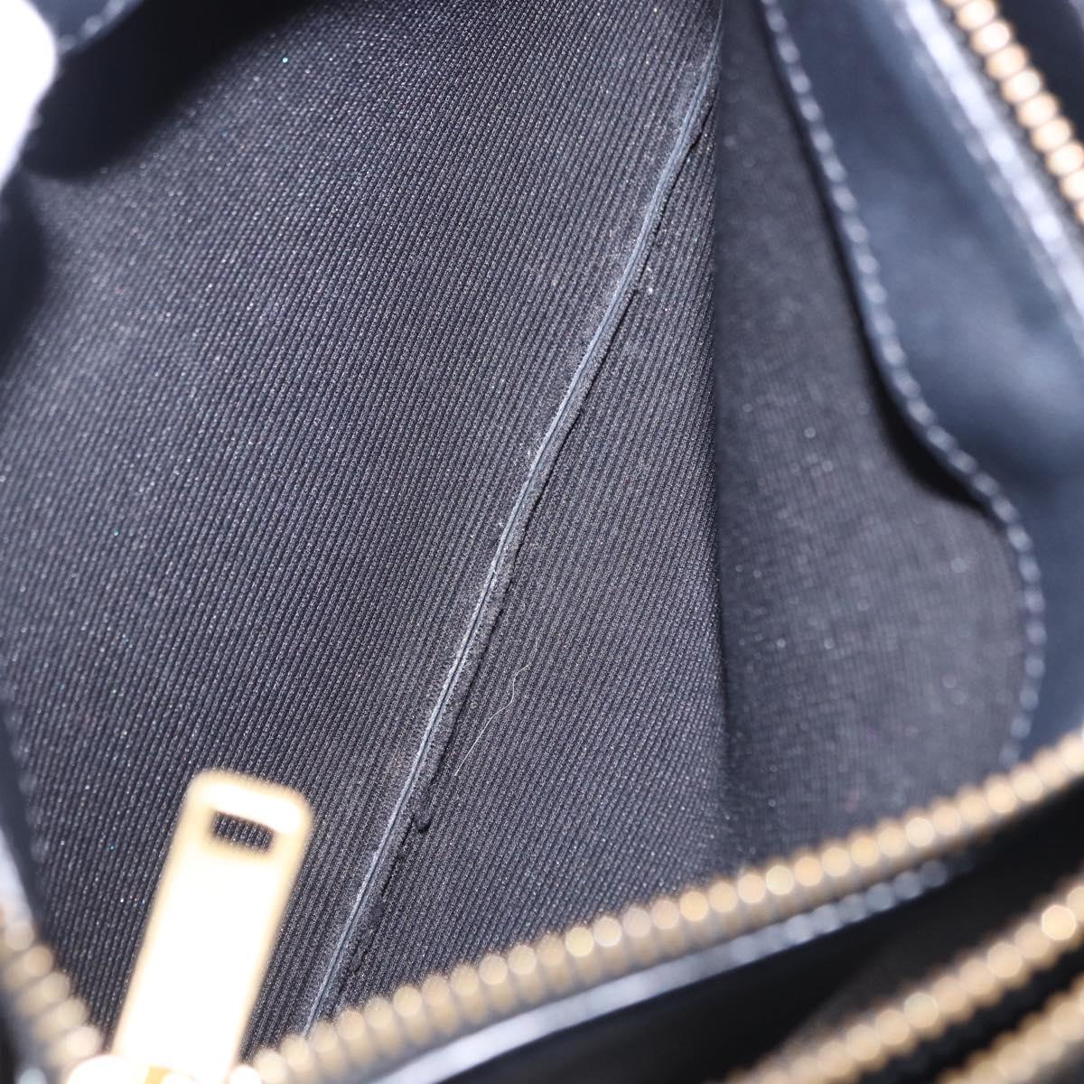 CELINE Trio Large Shoulder Bag Leather Black Gold Tone Auth ki6732V