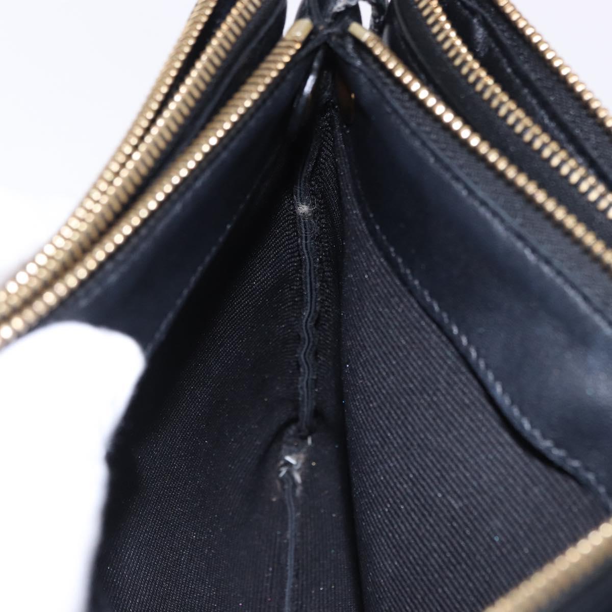 CELINE Trio Large Shoulder Bag Leather Black Gold Tone Auth ki6732V