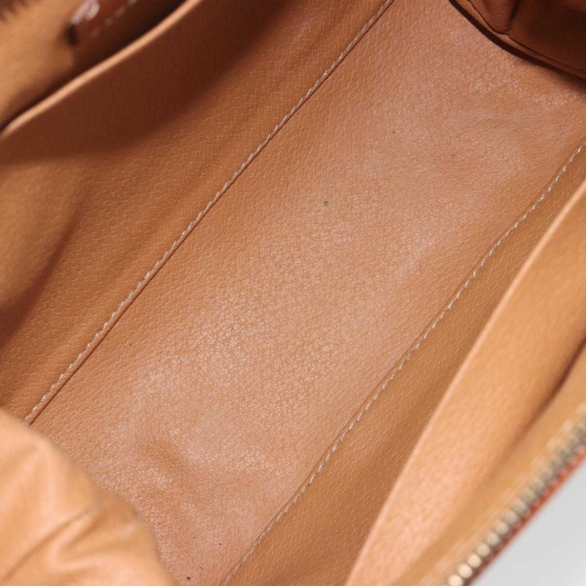 CELINE Macadam Pouch PVC Leather Brown Gold Tone Auth ki6733