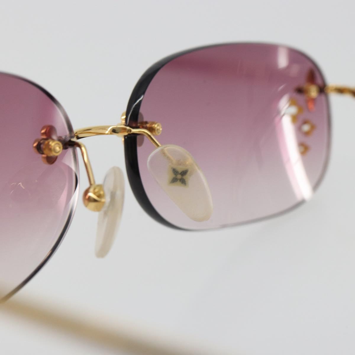 LOUIS VUITTON Desmayo Rectangle Sunglasses Metal Pink Gold Z0089U Auth ki6735M