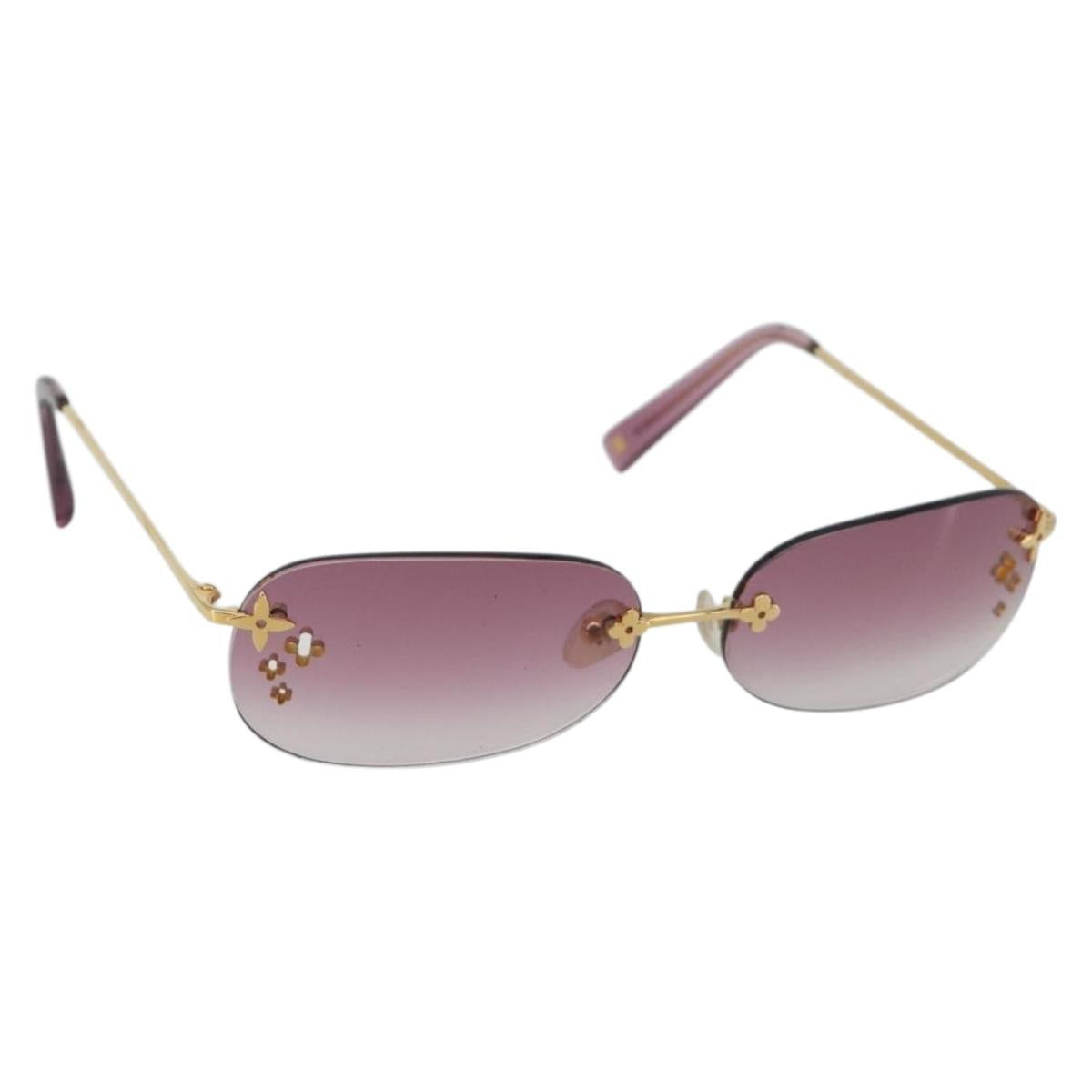 LOUIS VUITTON Desmayo Rectangle Sunglasses Metal Pink Gold Z0089U Auth ki6735M