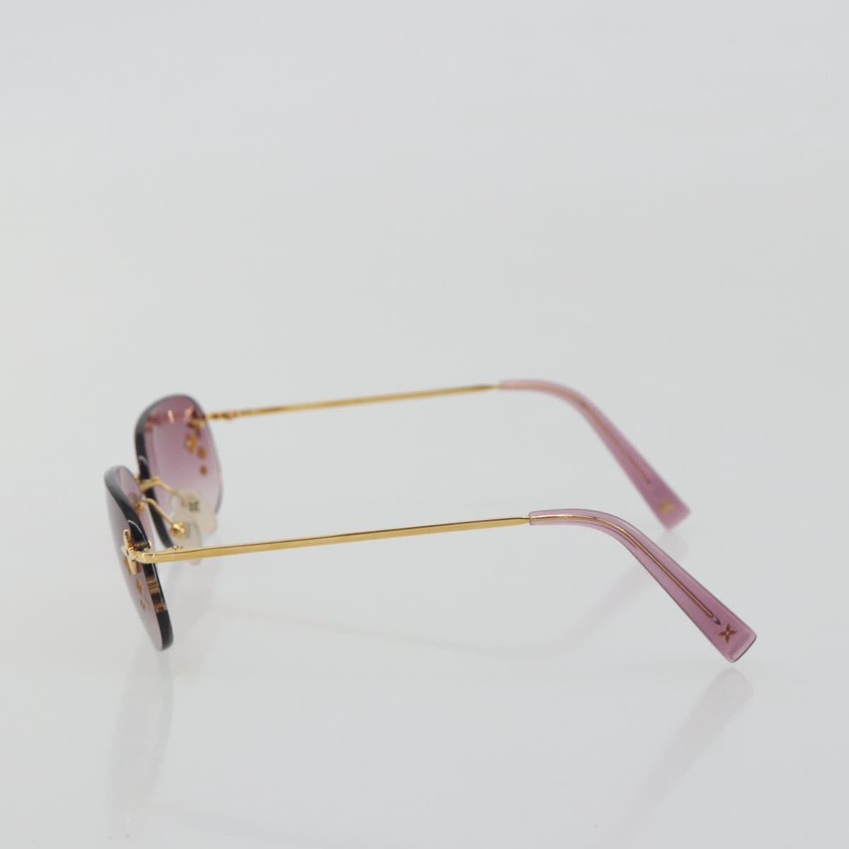 LOUIS VUITTON Desmayo Rectangle Sunglasses Metal Pink Gold Z0089U Auth ki6735M