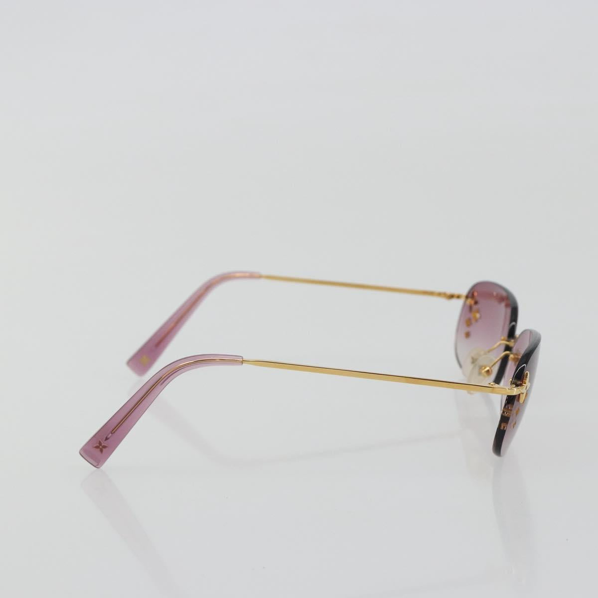 LOUIS VUITTON Desmayo Rectangle Sunglasses Metal Pink Gold Z0089U Auth ki6735M