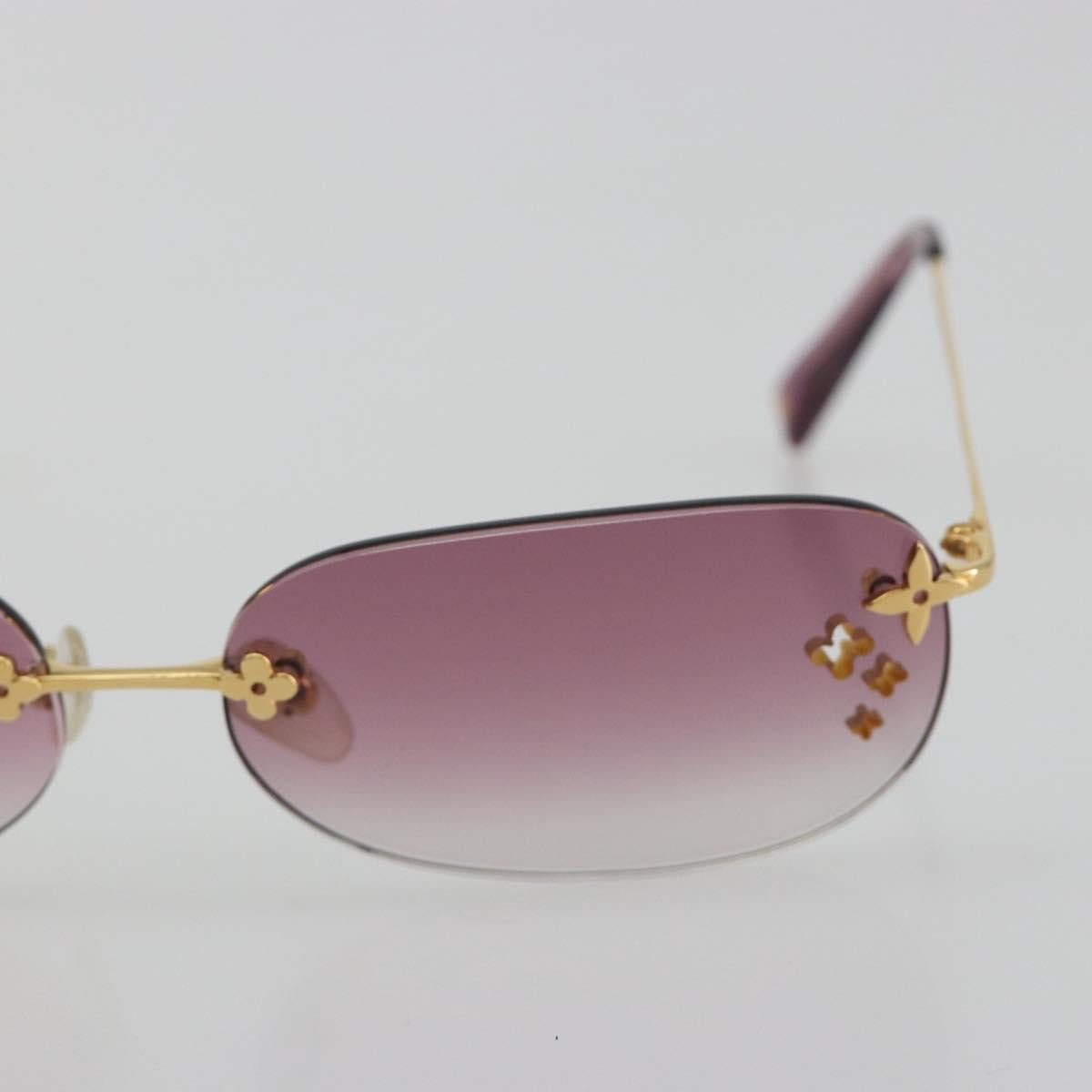 LOUIS VUITTON Desmayo Rectangle Sunglasses Metal Pink Gold Z0089U Auth ki6735M