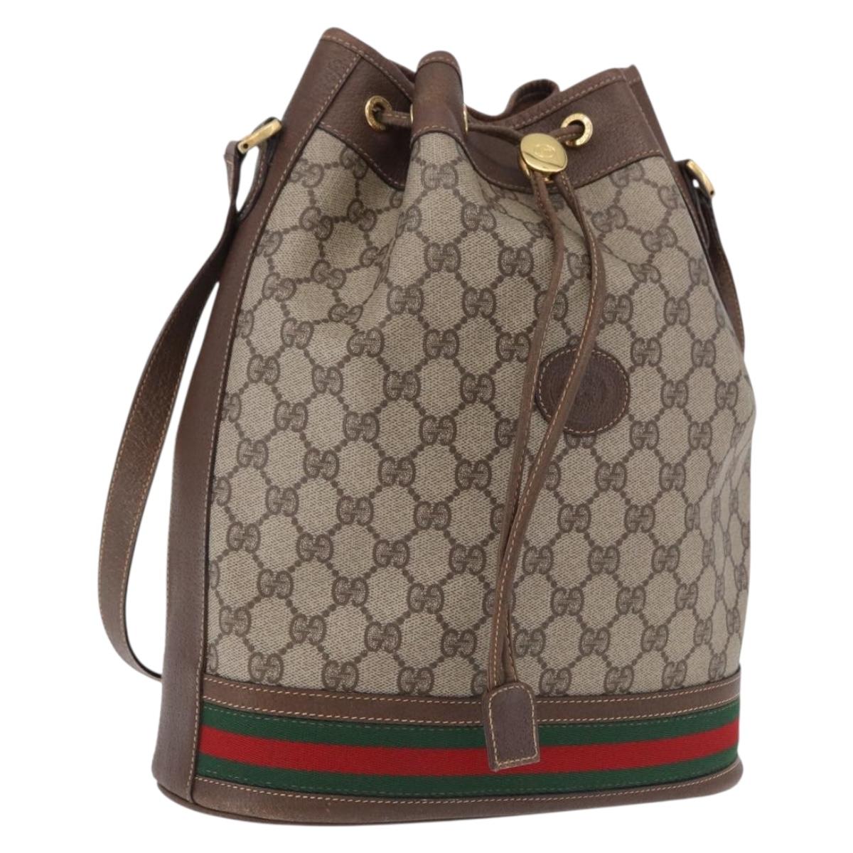 GUCCI GG Supreme Shoulder Bag PVC Leather Beige Gold 001.58.0035 Auth ki6736