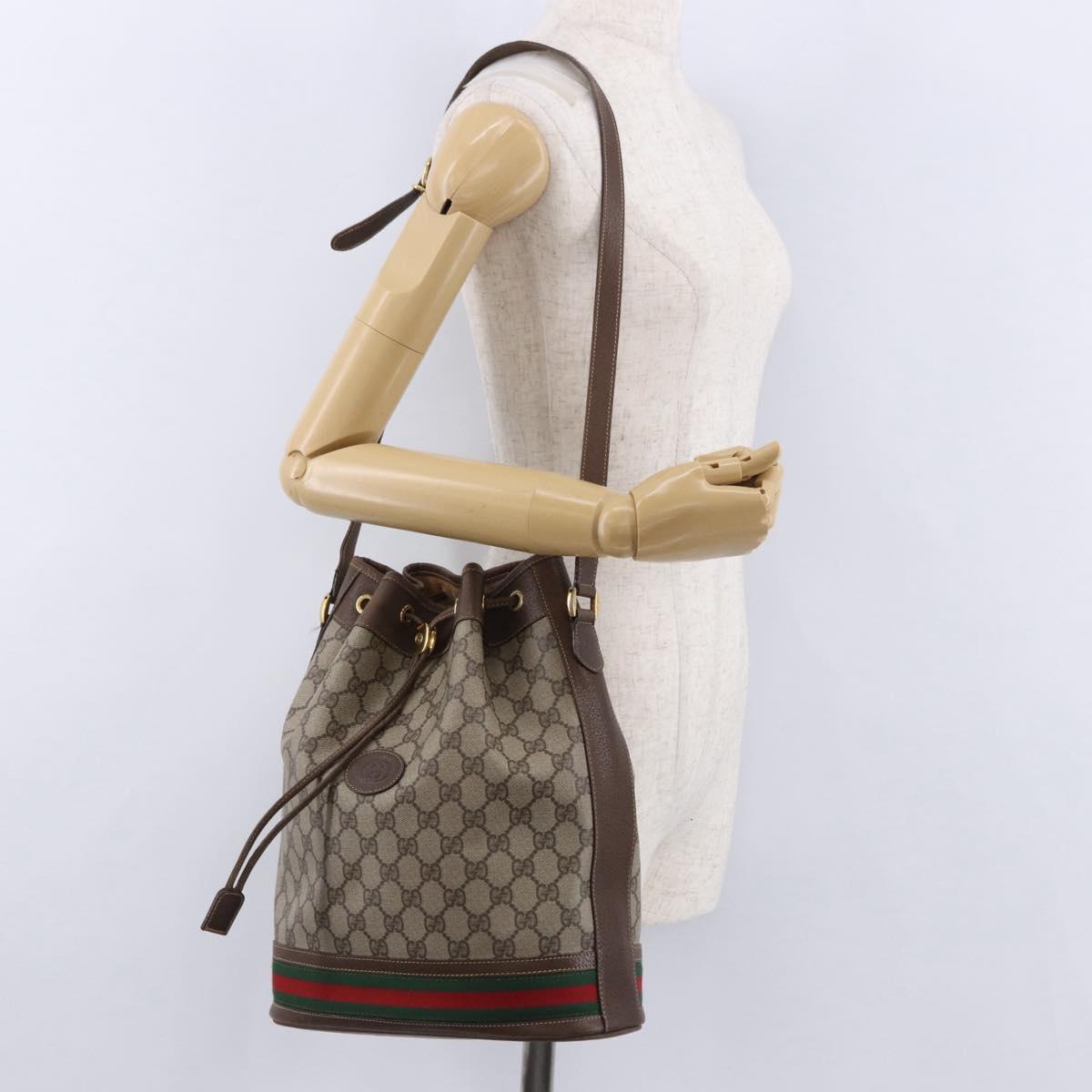 GUCCI GG Supreme Shoulder Bag PVC Leather Beige Gold 001.58.0035 Auth ki6736