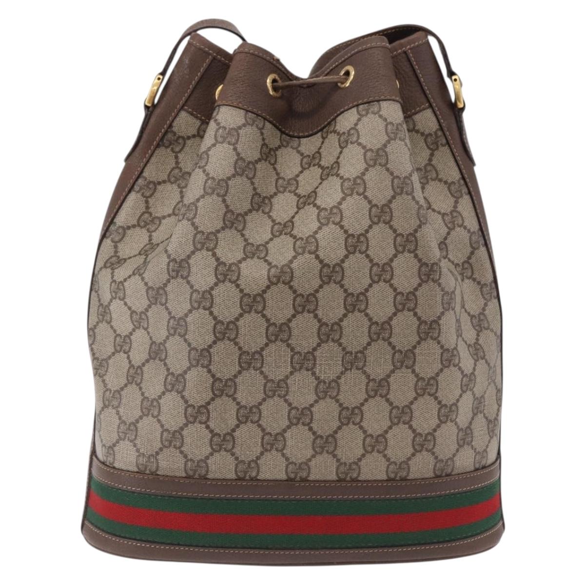 GUCCI GG Supreme Shoulder Bag PVC Leather Beige Gold 001.58.0035 Auth ki6736