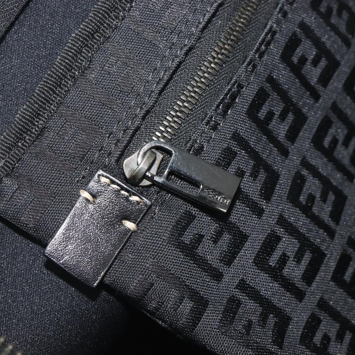 FENDI Zucchino Canvas Hand Bag Black Silver 8BH031 Auth ki6737